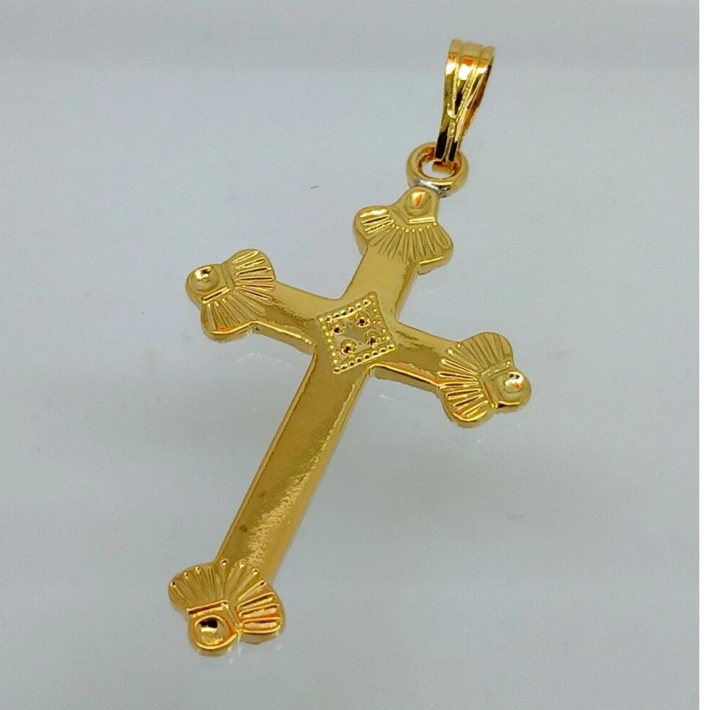Karatbond Vintage Y2K Gold Ornate Cross Necklace Pendant Made in USA NOS Faith